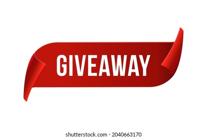 Giveaway contest ribbon promo label prize. Vector giveaway banner badge design template
