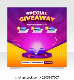 Giveaway contest social media post banner template.