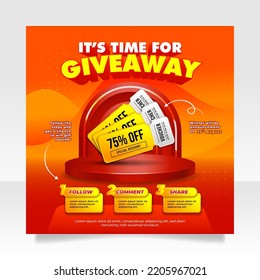 Giveaway contest social media post banner template.