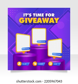 Giveaway contest social media post banner template.