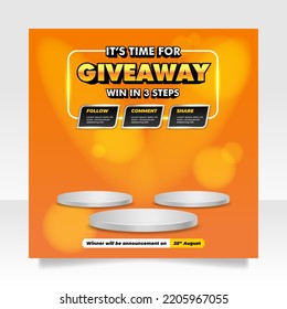 Giveaway contest social media post banner template.