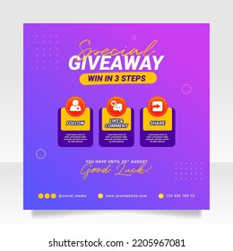 Giveaway contest social media post banner template.