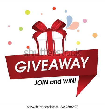 Giveaway design of the poster "Join and Win" for a social media Post or website banner. Gift box vector illustration with modern typography text style