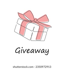Giveaway drawn in one continuous line. One line drawing, minimalism. Vector illustration.