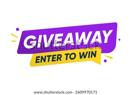 Giveaway Enter to Win Announcement label isolated on white background