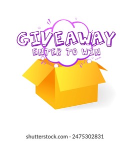 Giveaway enter to win banner. Cloud Thought Icon. Box Icon. Flat style. Vector illustration.