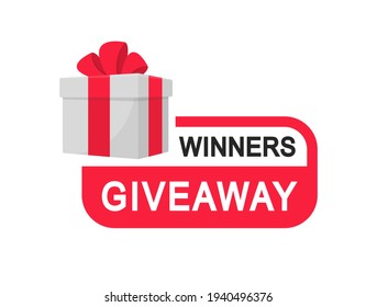 Giveaway, enter to win poster. Surprise gift box. Poster template for promo in social media. Win a prize giveaway. Vector illustration.