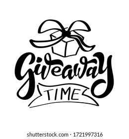 Giveaway enter to win poster template design for social media post or website banner. Gift box vector illustration in doodle style.