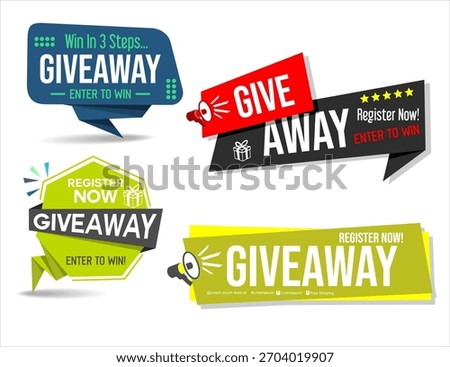 Giveaway enter and win word illustration gift box surprise style for social media 