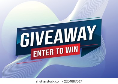 giveaway enter and win word vector illustration blue 3d style for social media landing page, template, ui, web, mobile app, poster, banner, flyer, background, gift card, coupon, label, wallpaper