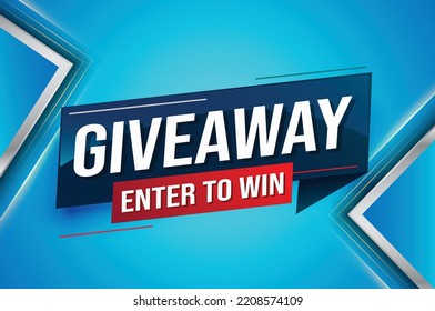 Giveaway Enter And Win Word Vector Illustration Blue 3d Style For Social Media Landing Page, Template, Ui, Web, Mobile App, Poster, Banner, Flyer, Background, Gift Card, Coupon, Label, Wallpaper