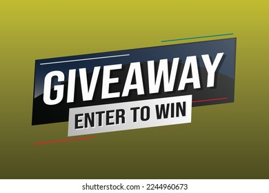 giveaway enter and win word vector illustration blue 3d style for social media landing page, template, ui, web, mobile app, poster, banner, flyer, background, gift card, coupon, label, wallpaper