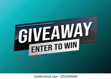 giveaway enter and win word vector illustration blue 3d style for social media landing page, template, ui, web, mobile app, poster, banner, flyer, background, gift card, coupon, label, wallpaper