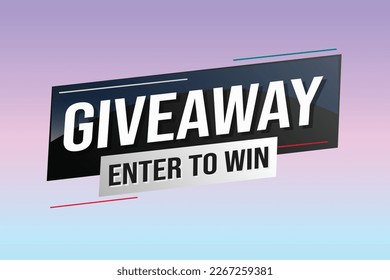 giveaway enter y win word vector ilustración azul 3d style para la página de inicio de medios sociales, plantilla, ui, web, aplicación móvil, afiche, banner, volante, fondo, tarjeta de regalo, cupón, etiqueta, fondo de pantalla