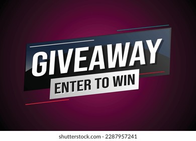 giveaway enter and win word vector illustration blue 3d style for social media landing page, template, ui, web, mobile app, poster, banner, flyer, background, gift card, coupon, label, wallpaper