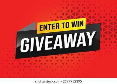 giveaway enter and win word vector illustration 3d style for social media landing page, template, ui, web, mobile app, poster, banner, flyer, background, gift card, coupon, label, wallpaper