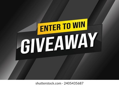 giaway geben ein und gewinnen Wort, Vektorgrafik 3D-Stil für Social Media Landing Page, Vorlage, i, Web, mobile App, Poster, Banner, Flyer, Hintergrund