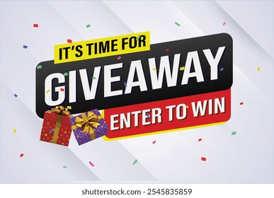 giveaway enter and win word vector gift box surprise style for social media landing page, template, ui, web, mobile app, poster, banner, flyer, background, gift card, coupon, label, wallpaper  