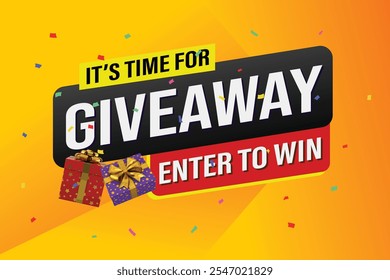 giveaway enter and win word vector gift box surprise style for social media landing page, template, ui, web, mobile app, poster, banner, flyer, background, gift card, coupon, label, wallpaper  