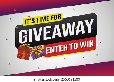 giveaway enter and win word vector gift box surprise style for social media landing page, template, ui, web, mobile app, poster, banner, flyer, background, gift card, coupon, label, wallpaper  