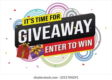 giveaway enter and win word vector gift box surprise style for social media landing page, template, ui, web, mobile app, poster, banner, flyer, background, gift card, coupon, label, wallpaper  adverti