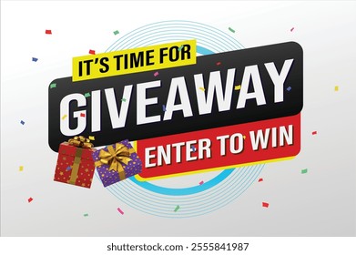 giveaway enter and win word vector gift box surprise style for social media landing page, template, ui, web, mobile app, poster, banner, flyer, background, gift card, coupon, label, wallpaper  