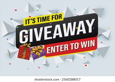 giveaway enter and win word vector gift box surprise style for social media landing page, template, ui, web, mobile app, poster, banner, flyer, background, gift card, coupon, label, wallpaper  