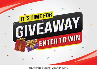 giveaway enter and win word vector gift box surprise style for social media landing page, template, ui, web, mobile app, poster, banner, flyer, background, gift card, coupon, label, wallpaper

