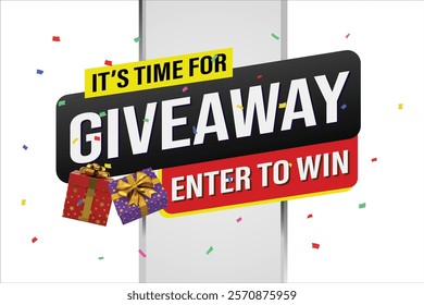 giveaway enter and win word vector gift box surprise style for social media landing page, template, ui, web, mobile app, poster, banner, flyer, background, gift card, coupon, label, wallpaper  