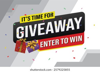 giveaway enter and win word vector gift box surprise style for social media landing page, template, ui, web, mobile app, poster, banner, flyer, background, gift card, coupon, label, wallpaper  