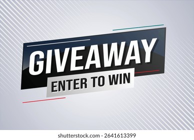 giveaway enter and win word vector illustration blue 3d style for social media landing page, template, ui, web, mobile app, poster, banner, flyer, background, gift card, coupon, label, wallpaper 