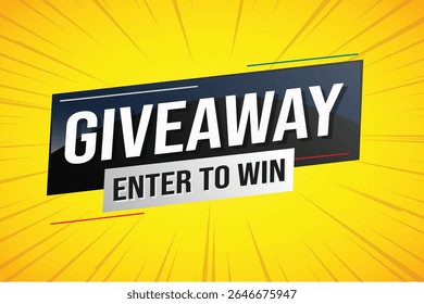 giveaway enter e win word vetor illustration blue 3d style for social media landing page, template, ui, web, aplicativo móvel, poster, banner, flyer, fundo, cartão de presente, cupom, rótulo, papel de parede 