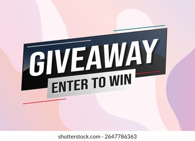 giveaway enter and win word vector illustration blue 3d style for social media landing page, template, ui, web, mobile app, poster, banner, flyer, background, gift card, coupon, label, wallpaper 