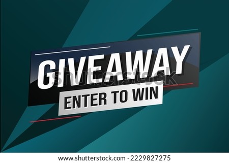 giveaway enter and win word vector illustration blue 3d style for social media landing page, template, ui, web, mobile app, poster, banner, flyer, background, gift card, coupon, label, wallpaper