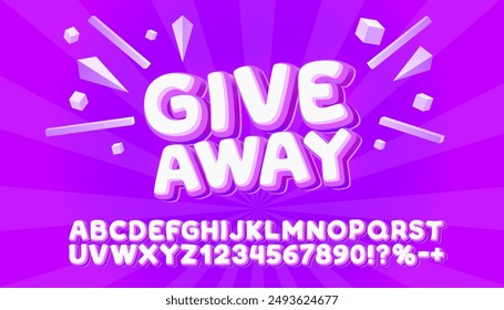 Giveaway font. English alphabet and numbers sign. Vector illustration