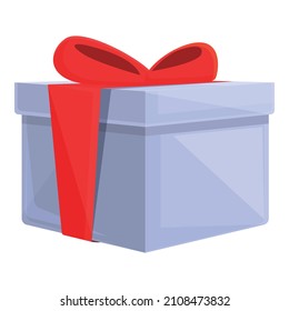 Giveaway gift box icon cartoon vector. Present package. Christmas ribbon