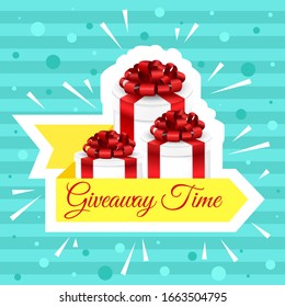 Giveaway gift concept for winners in social medias flat style design. Design for social media post or website banner.