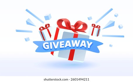 Giveaway gift, shop mega discount, special promo badge. Vector illustration