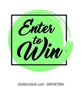 Giveaway handwritten in black brush ink lettering text, enter to win design elements, vector banner for social media contest, calligraphy style