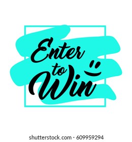 Giveaway handwritten in black brush ink lettering text, enter to win design elements, vector banner for social media contest, calligraphy style