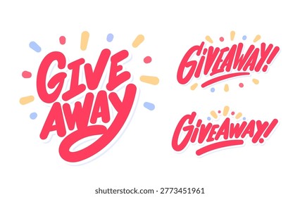 Giveaway Handwritten Vector Typography Sticker Text Set