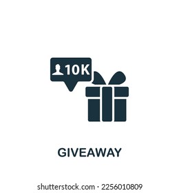 Giveaway icon. Monochrome simple sign from blogging collection. Giveaway icon for logo, templates, web design and infographics.