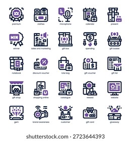 Pack de iconos de regalo para tu Sitio web, móvil, presentación y diseño de logo. Diseño de doble tono Giveaway Icon. Ilustración gráfica de Vector y trazo editable.