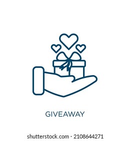giveaway icon. Thin linear giveaway outline icon isolated on white background. Line vector giveaway sign, symbol for web and mobile