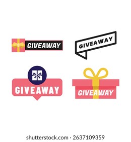 Giveaway label banner. Modern banner with surprise gift. Web template for promotion.