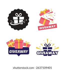 Giveaway label banner. Modern banner with surprise gift. Web template for promotion.