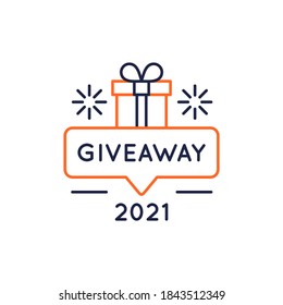 Giveaway label, banner template. Giveaway icon. Gift Box icon. Vector illustration