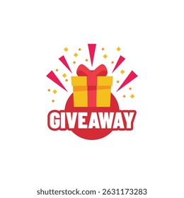 Giveaway Label Icon Flat Color Design Illustration.