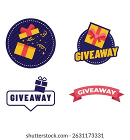 Giveaway Label Icon Flat Color Design Illustration.