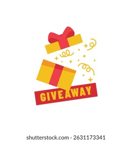 Giveaway Label Icon Flat Color Design Illustration.